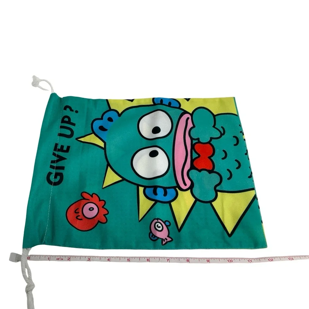 Sanrio Hangyodon Give Up? Drawstring Pouch Set Green 3 Pieces Anime Kawaii Bag